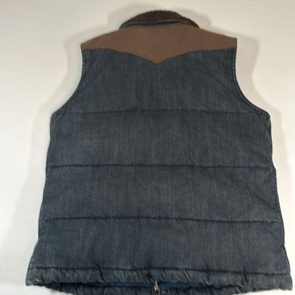 Lauren Jeans Co Ralph Lauren Vest Womens Medium Blue Denim Suede Fleece Puffer - Picture 9 of 13